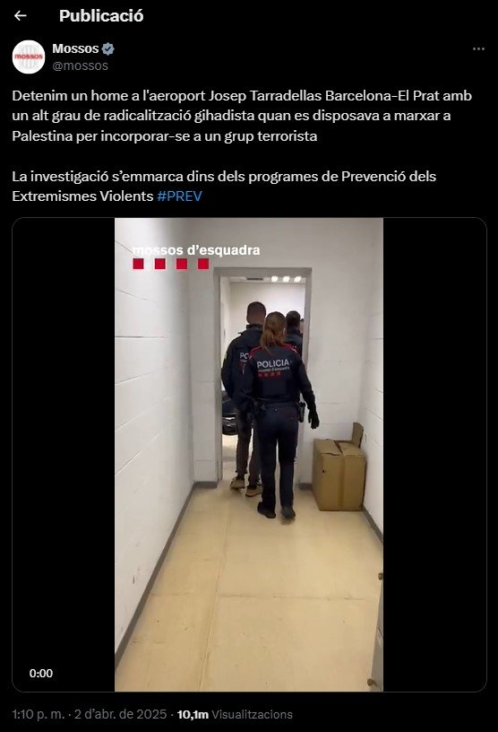 yihadista rubi Detingut jove marroquí de Rubí amb bitllet d'anada a Gaza