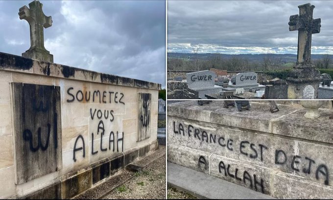 Pintadas de "Francia es de Alá" y "someterse a Alá" en cementerio e iglesia del sur de Francia