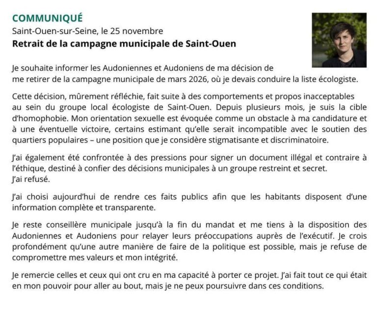 Una lesbiana de la izquierda francesa se retira porque no recibiría el apoyo de los musulmanes