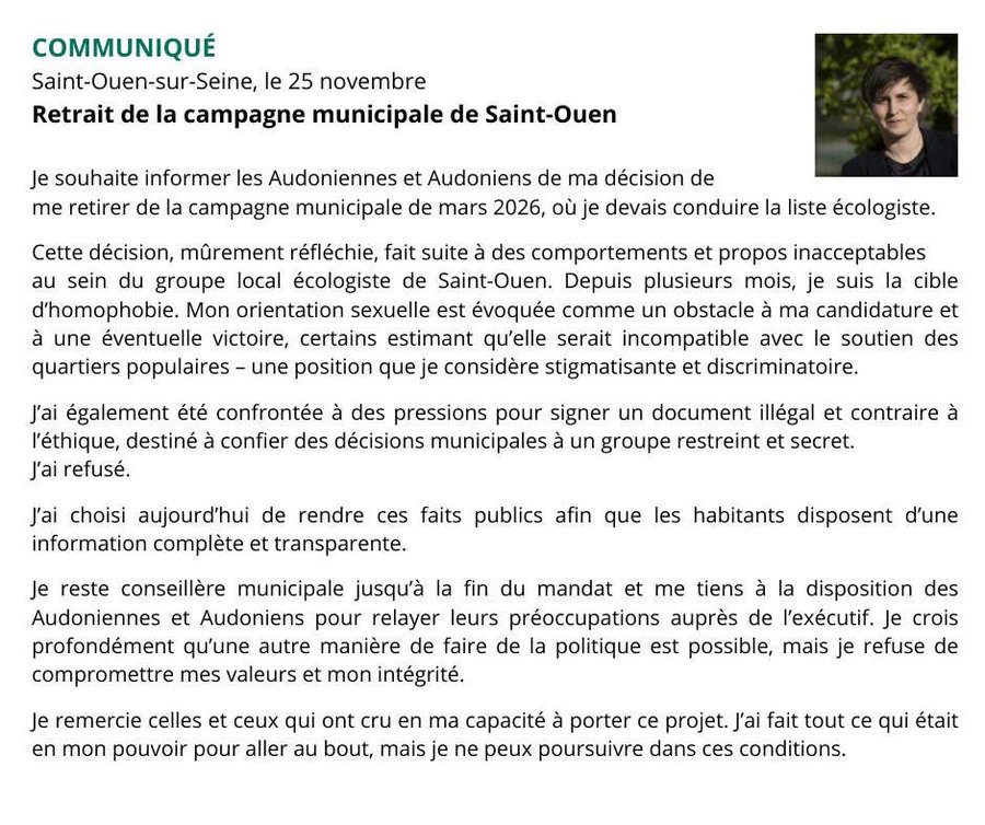 Una lesbiana de la izquierda francesa se retira porque no recibiría el apoyo de los musulmanes Una lesbiana de la izquierda francesa se retira porque no recibiría el apoyo de los musulmanes