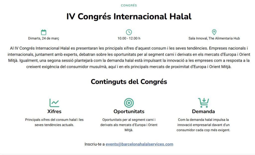 hslal alimentaria 2 Alimentària 2026 integra un congrés religiós islàmic que promou el halal com a model moralment correcte i sostenible