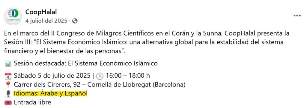finainzas facebook arabe i español La Generalitat va subvencionar un congrés en àrab i espanyol sobre miracles de l'Alcorà com a promoció del català