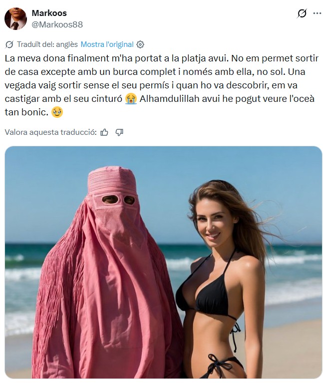 Un grup de dones difon imatges dels seus marits amb burka i la broma enfada els musulmans