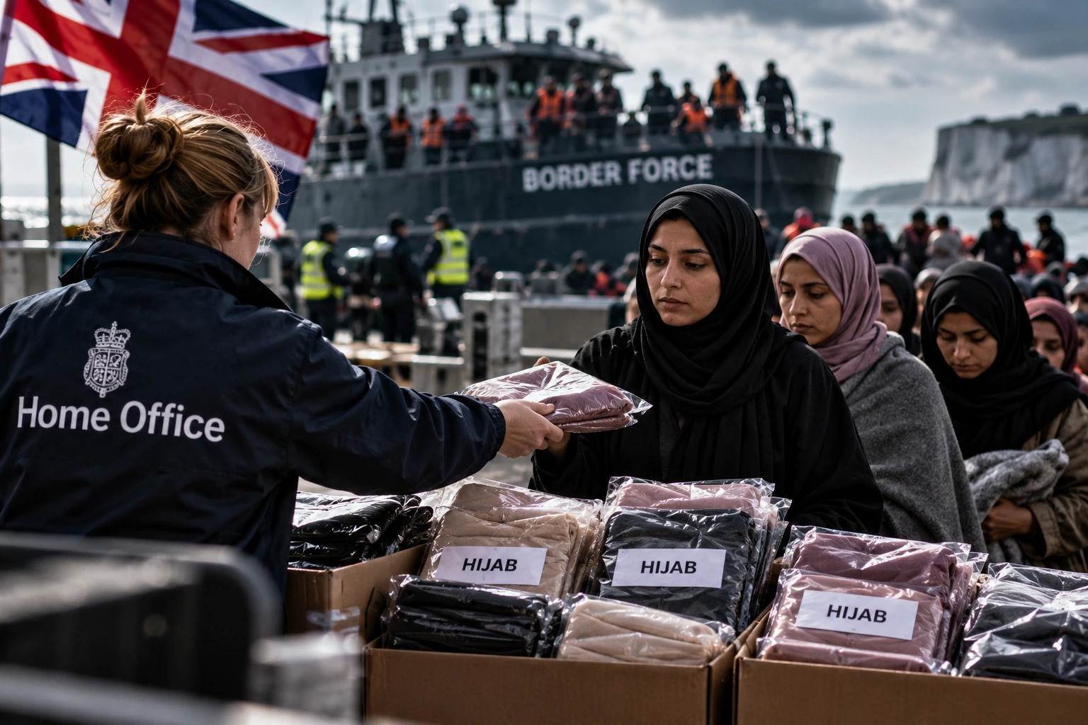 The United Kingdom gives away a thousand hijabs in six months to immigrants arriving via the Channel