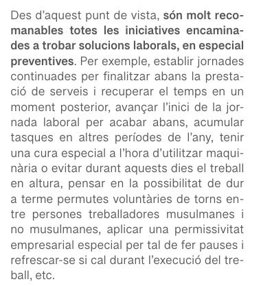 catalunya ramada La Generalitat proposa sales de pregària a les empreses perquè els musulmans puguin resar